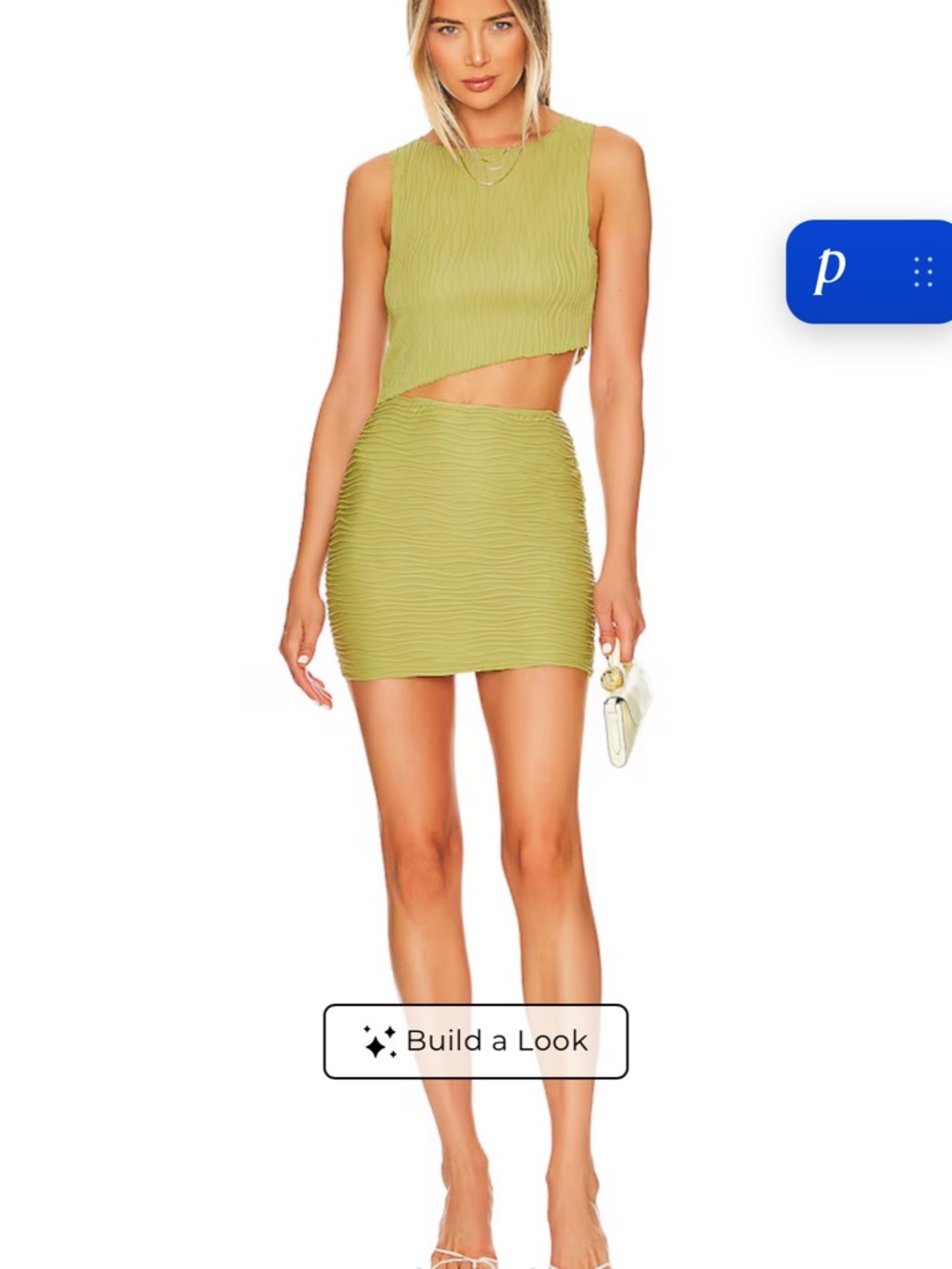 superdown Two-Piece Ribbed Cutout Mini Dress in Lime Green